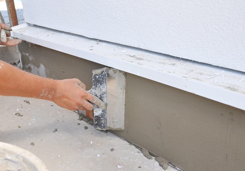 Contractor Plastering, Repair, Stucco House Foundation After St stucco application